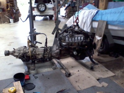 Diesel tranny and Rb25det successfully mated