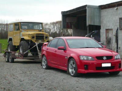 new chev taking old chev to the workshop....