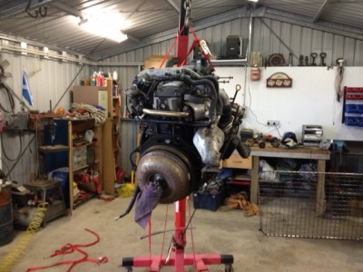 Engine on hoist.JPG