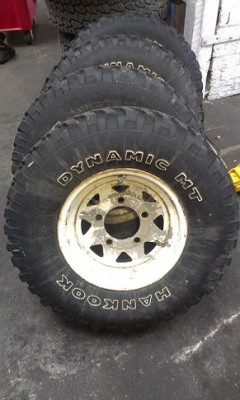 Also for sale<br />X 4 Hankook 31*10.50 R15 with rims<br />tubes fitted<br />$450