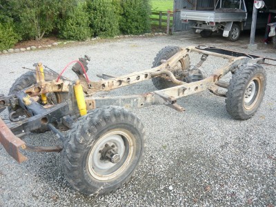 Chassis from under yellow truck
