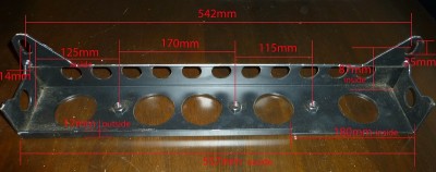 measurements marked outside are taken to include thickness of steel, inside don't include it. approx. 2.5 to 3mm thick.
