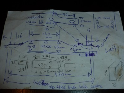 measurements show space between cross member (upper thin line) and bash place (lower double lines)