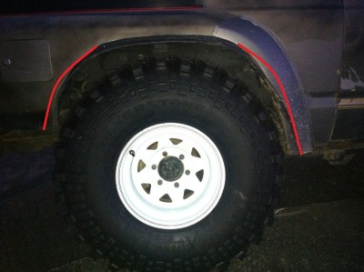 Rear - appears both leading and trailing parts of the outer guard need trimming back.(about 30mm off bumpstop
