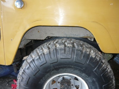 With the axle moved back, enough room at front, bit tight at rear !