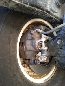 Left caliper on bump stops