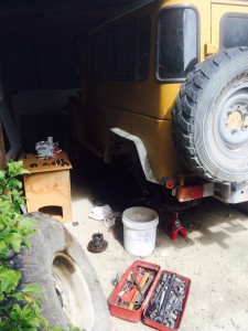 Trail of oil down the tyre