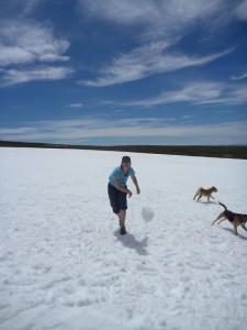 Snow ball fight 3 days after Xmas at 1700m.